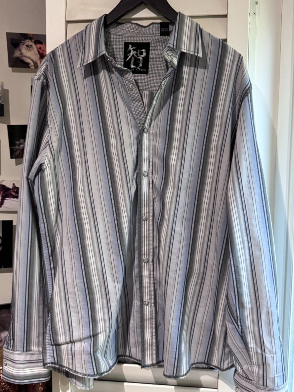 ✨ Age of Wisdom Striped Dress Shirt | Blue, Grey & Black Sophisticated Menswear